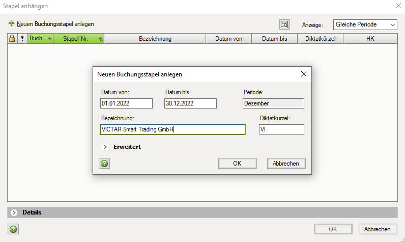 Mit VICTAR und DATEV Aktien und andere Wertpapiere einfach buchen 9 DATEV Rechnungswesen compact Stapelverarbeitung Buchungsstapel benennen