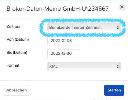 VICTAR Flex-Query Datumsbereich setzen