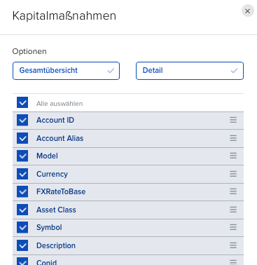 FlexQuery Kapitalmassnahmen